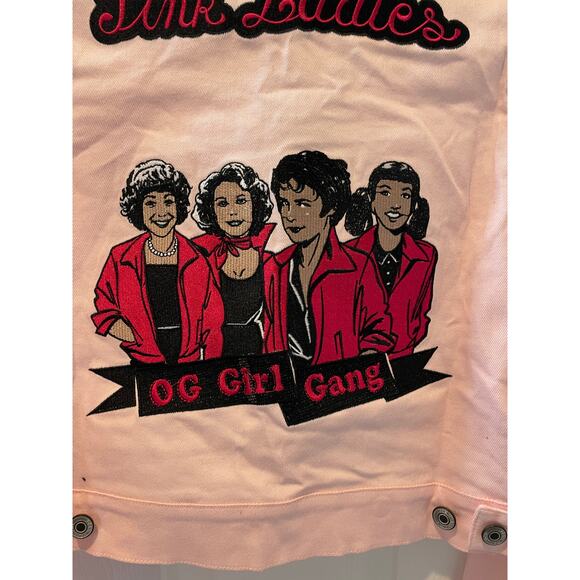 Unique Vintage 50s Grease Pink Ladies Denim Jacket Sz XS # 13 - Picture 3 of 6